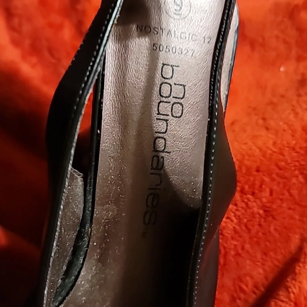 PLATFORM SLING BACK SANDAL OPEN TOE PUMP BLACK SIZE 9